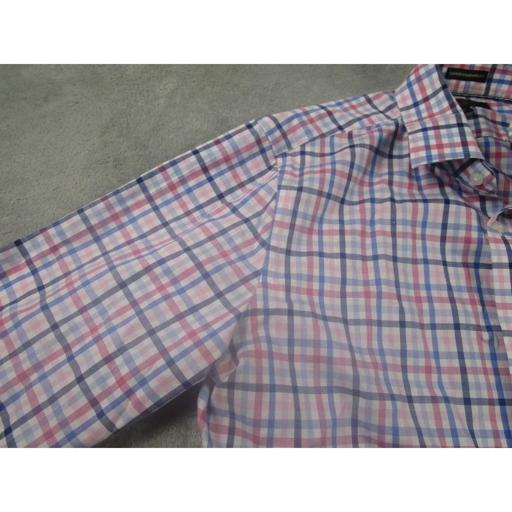 Banana Republic Shirt Mens Medium Blue Plaid Camden‎ Standard Preppy